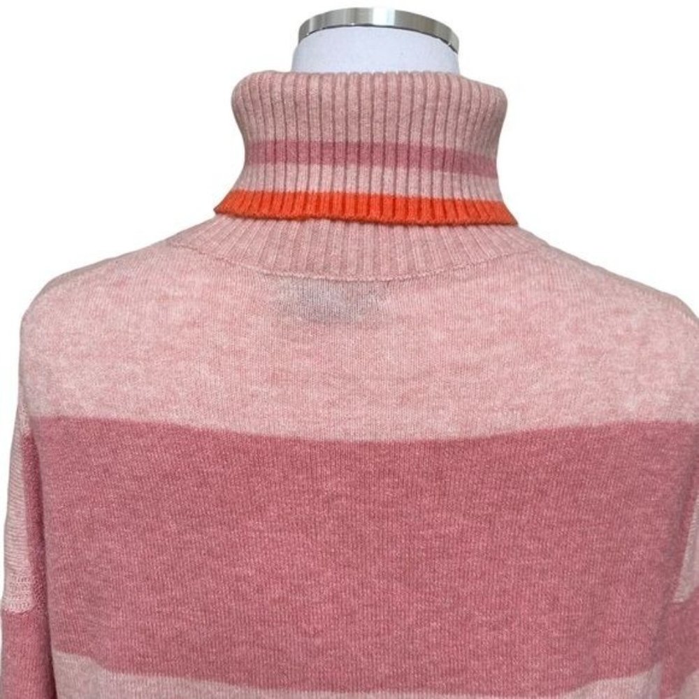J. Crew Striped Turtleneck Sweater Supersoft Yarn Heather Pale Pink NWT - Picture 7 of 10
